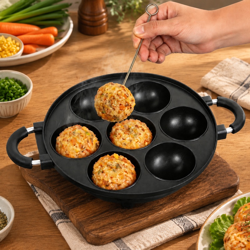 Takoyaki Grill Plate - Molde de aluminio con 7 cavidades